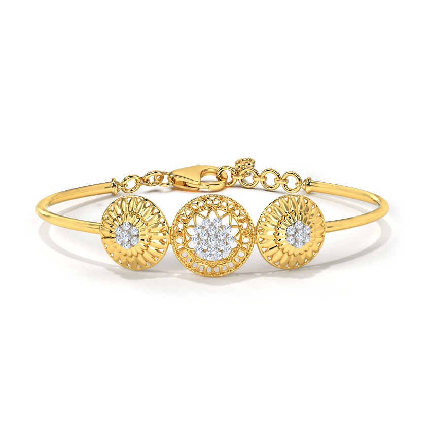 White Feathers Dome Triad Diamond Bracelet For Women