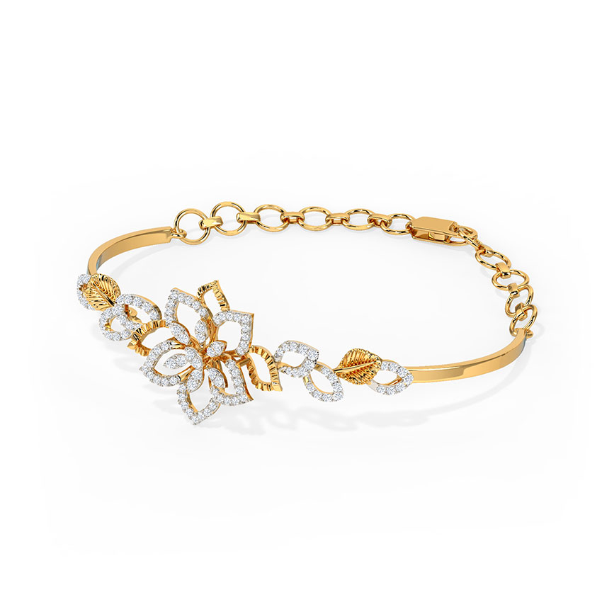 White Feathers Dazzling Lily Diamond Bracelet For Women
