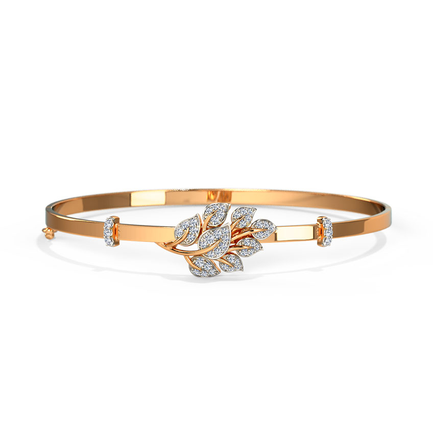 White Feathers Menon Leaf Diamond Bracelet For Women