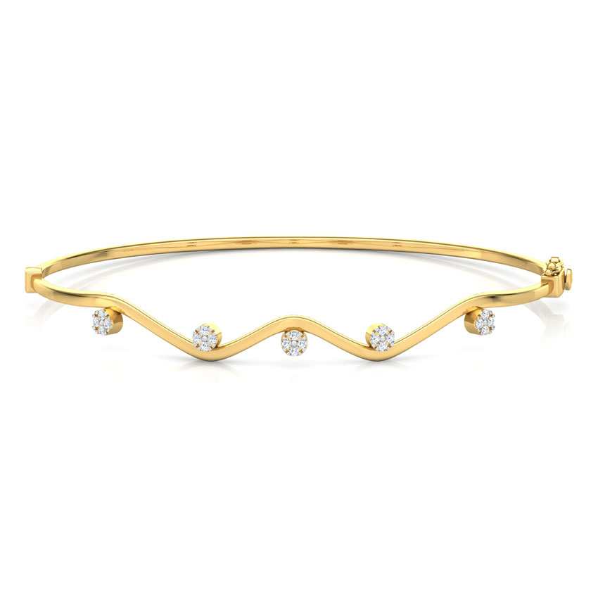White Feathers Curvy Cluster Diamond Bracelet For Women