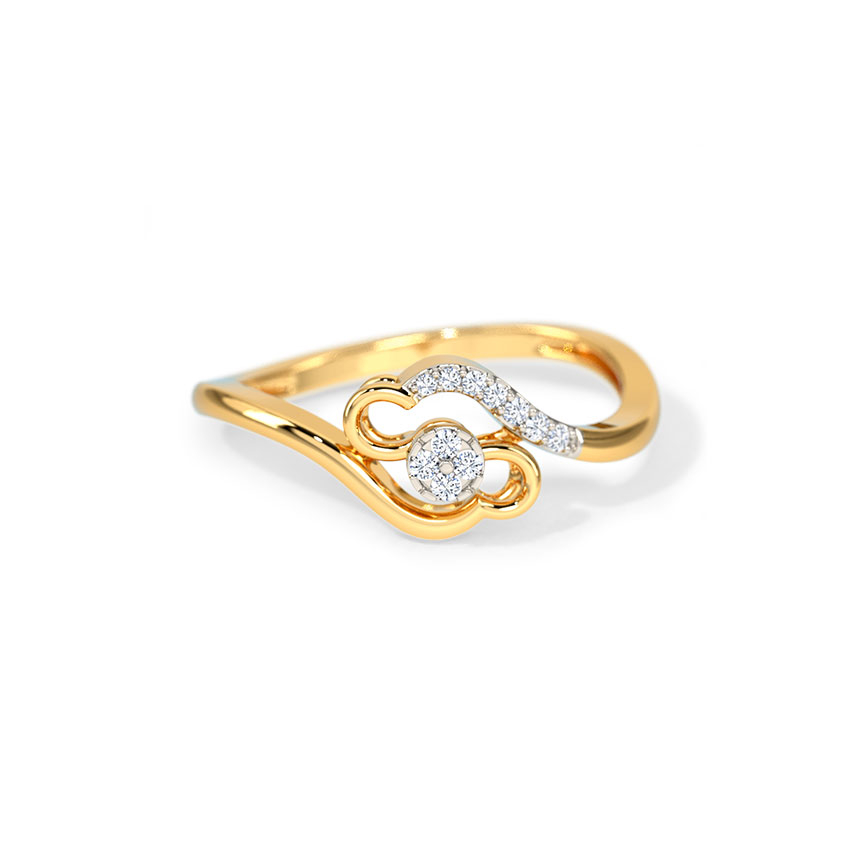 White Feathers Graceful Floral Diamond Ring For Women