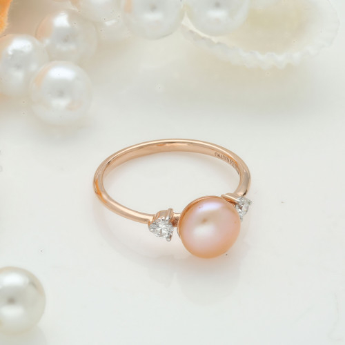 White Feathers Pearl Diamond Ring For Women