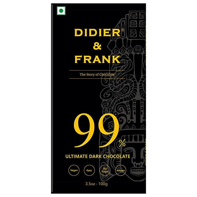 Didier & Frank 99% Ultimate Dark Chocolate 100g, No Added Sugar, Keto