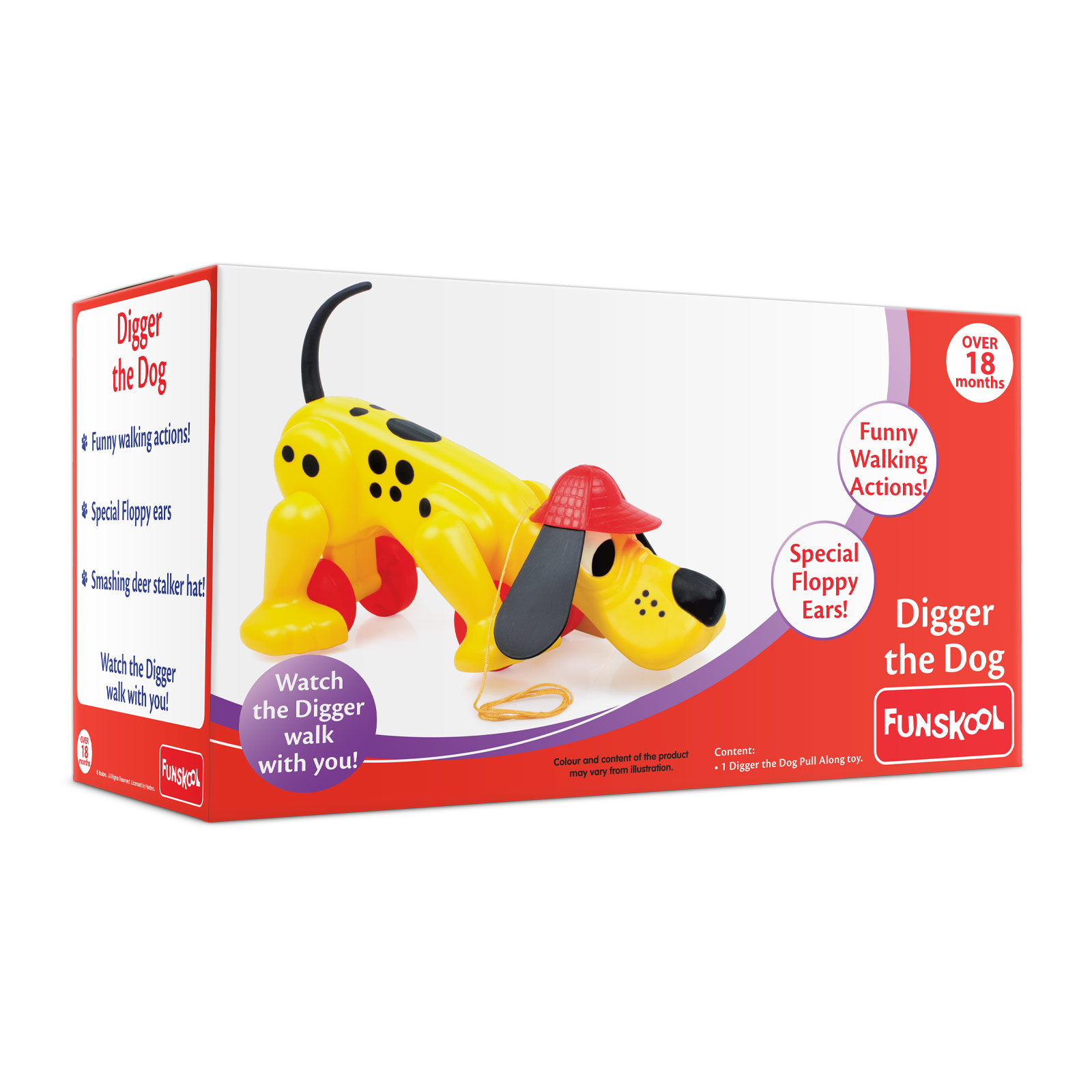 Funskool Digger The Dog , Pull Along Toy, Encourages Walking,Funny Walking Style, 12 Months & Above, Infant And Plastic Preschool Toys(Yellow)