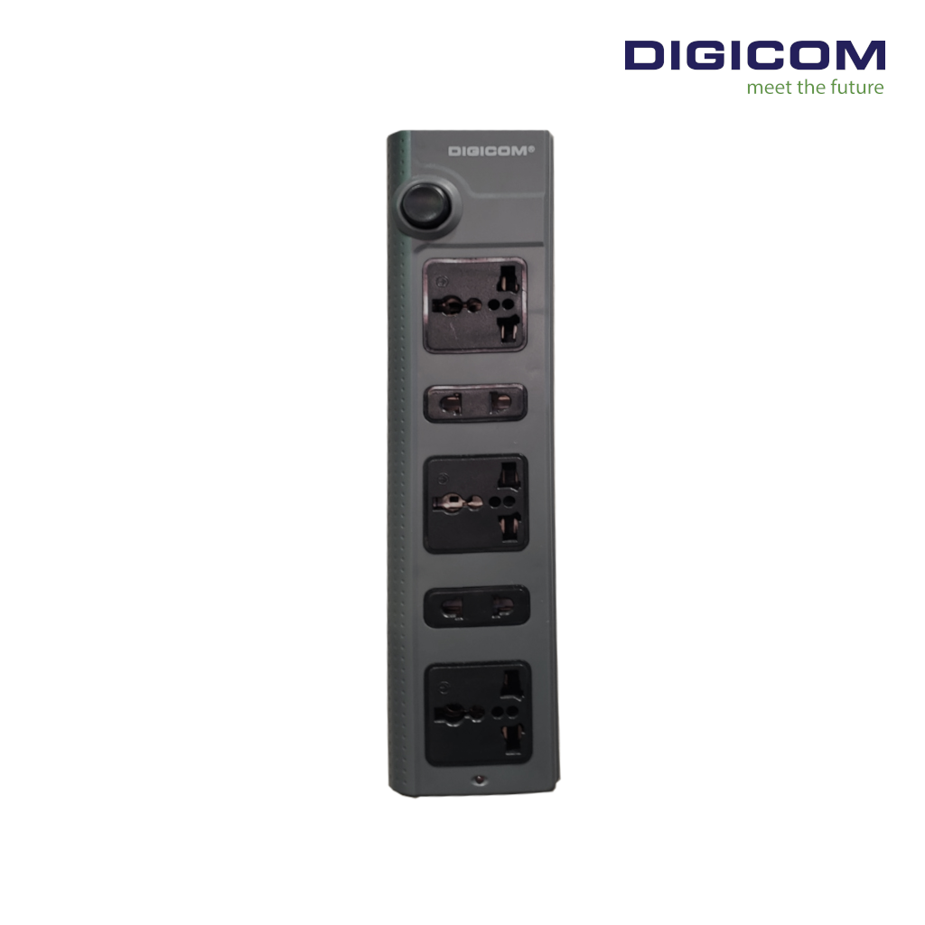 Digicom DG-M551 5 Port Power Extension Socket - 250V | 10A | 2500W - 2 Mtr. Cable | Circuit Breaker | Flame Retardant