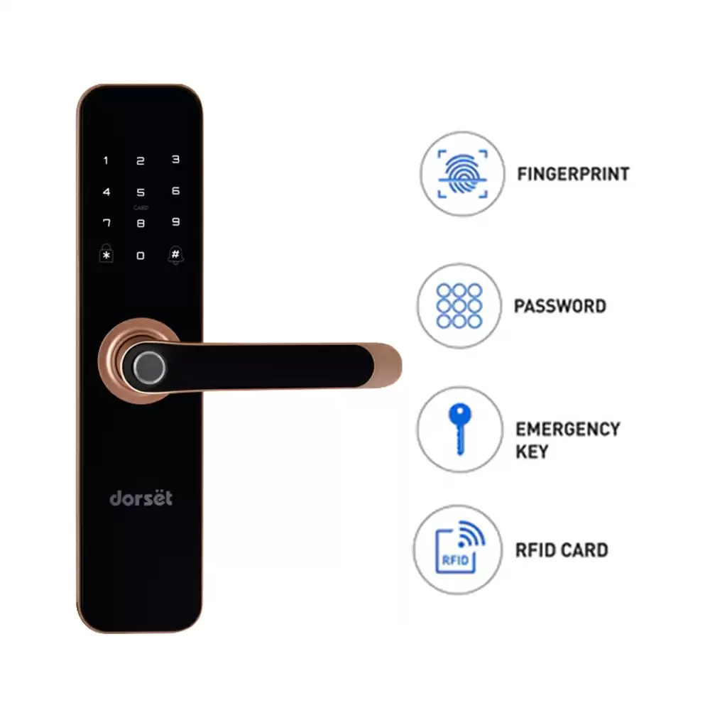 Dorset Dg 201 Irg - Digital Door Lock Mortise Smart Door Lock for Home With Fingerprint, Pin Code, RFID, Key Access