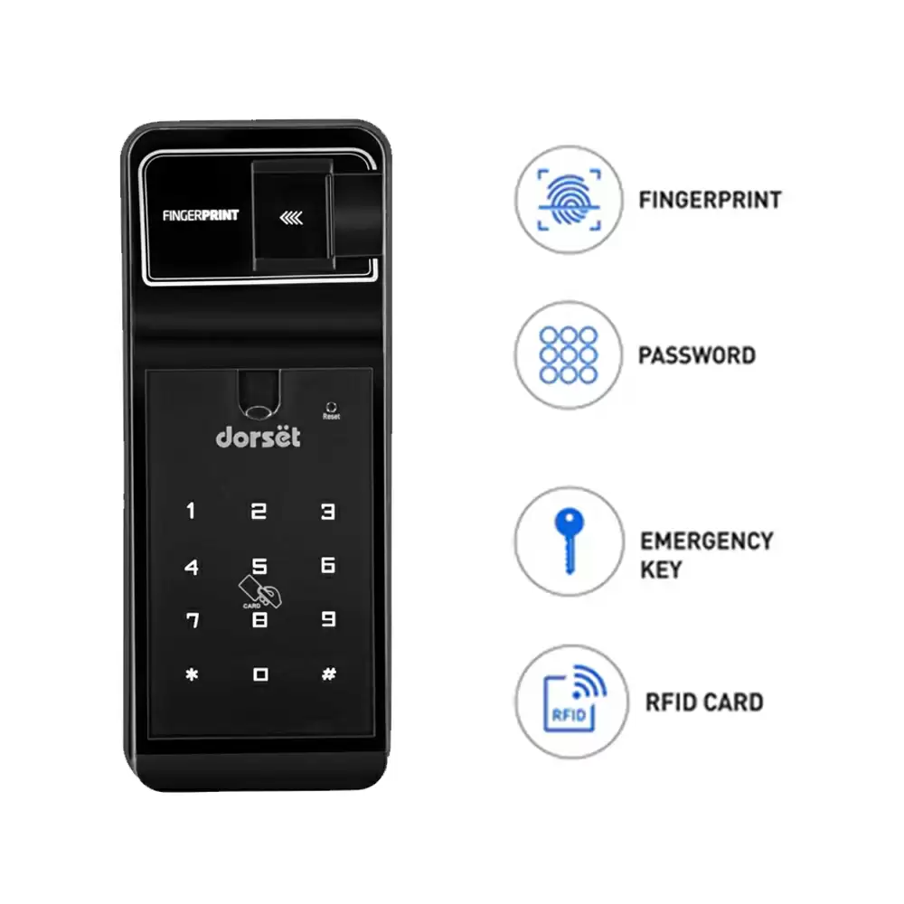 Dorset DG 601 GM - Rim Smart Door Lock for Home With Fingerprint, Pin Code, RFID, Key Access