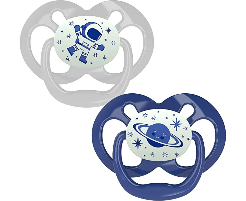 Dr. Brown's PA22004-INTL Advantage Pacifiers, Stage 2, Glow in the Dark, Blue, 2-Pack