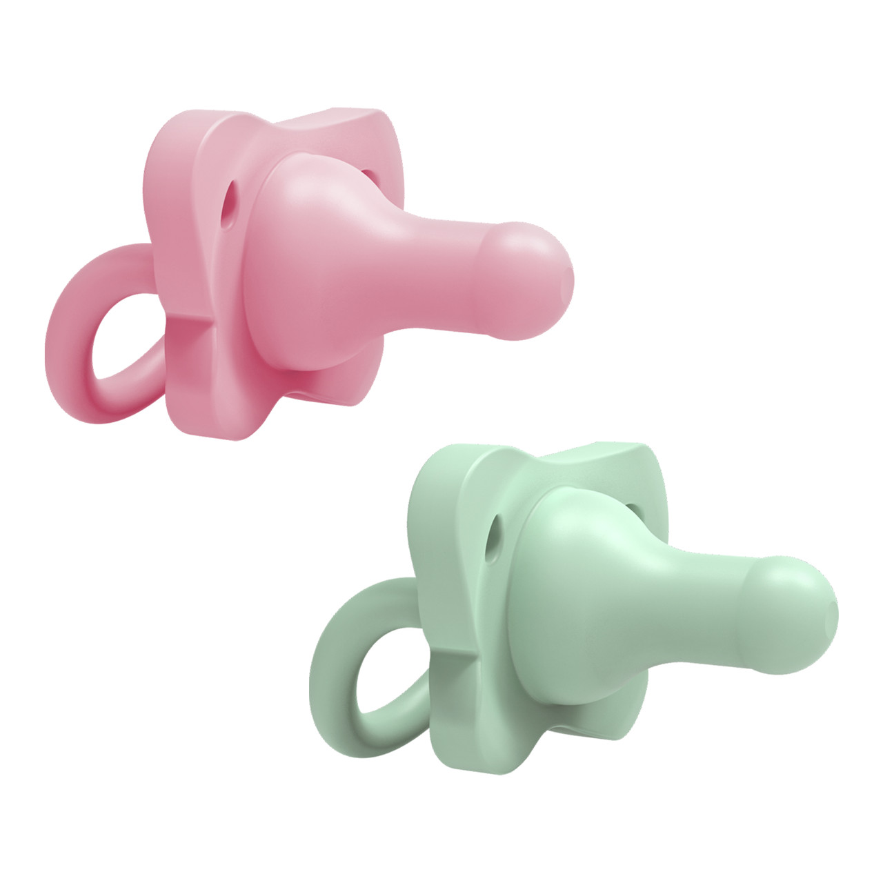Dr. Brown's PS12007-INTL HappyPaci Silicone One-Piece Soother, 0-6m, Pink and Green, 2-Pack