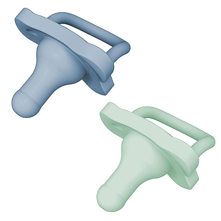 Dr. Brown's PS12008-INTL HappyPaci Silicone One-Piece Soother, 0-6m, Blue and Green, 2-Pack