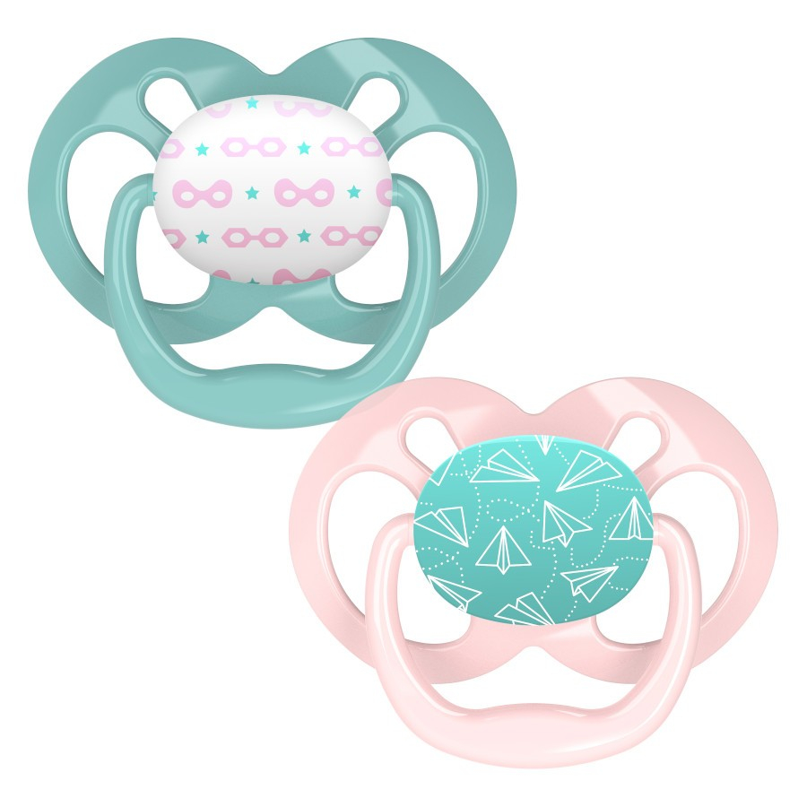 Dr Brown's PA22001-INTLX  Advantage Pacifier - Stage 2 Pink Airplanes 2 Pack