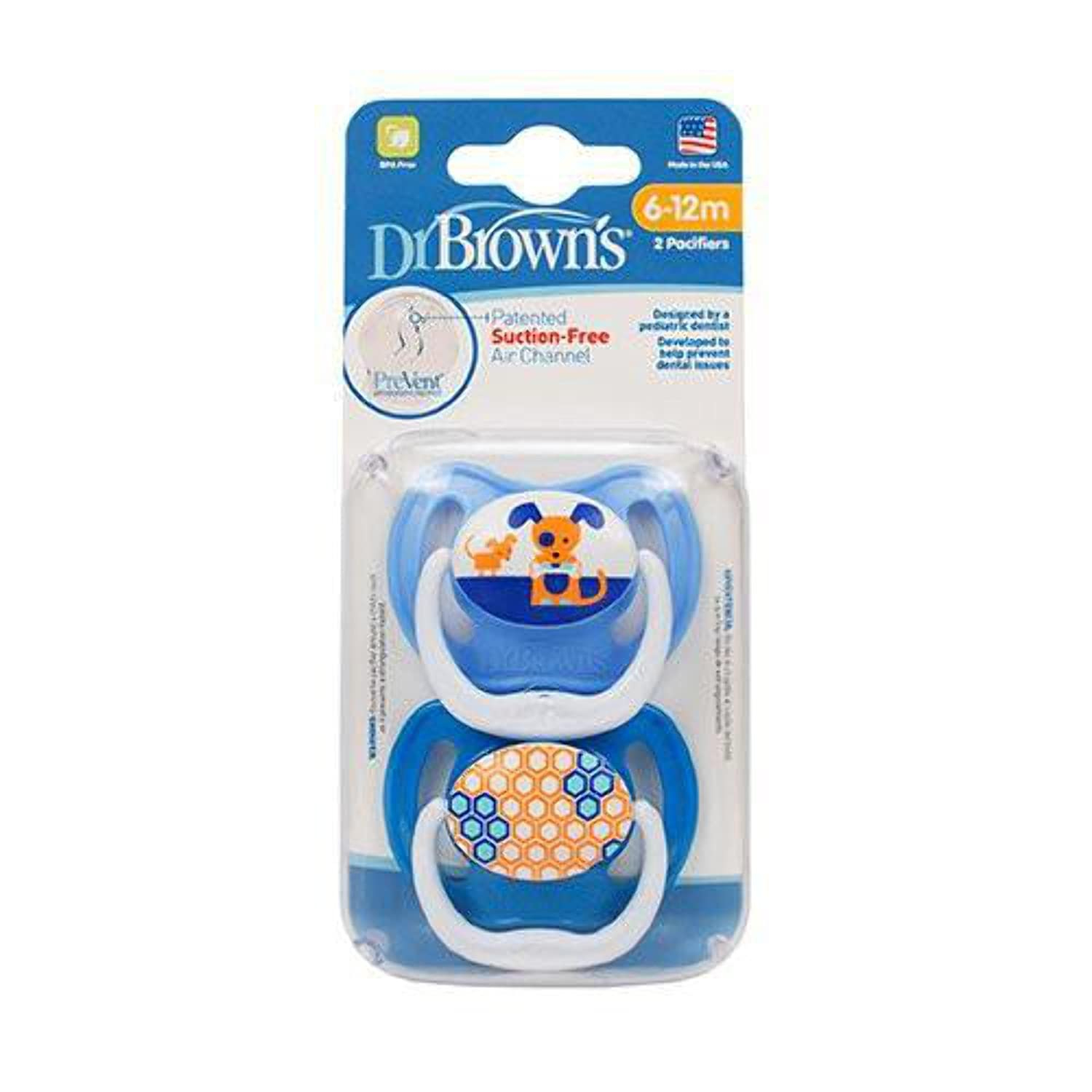 Dr Brown's PV22001-P4 Prevent Butterfly Shield Pacifier - Stage 2 6-12M - Assorted 2 Pack