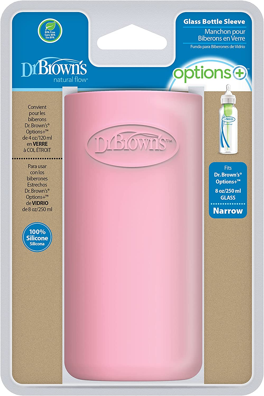 Dr Brown's 8Oz/250Ml Narrow Glass Bottle Sleeve Pink Ac205