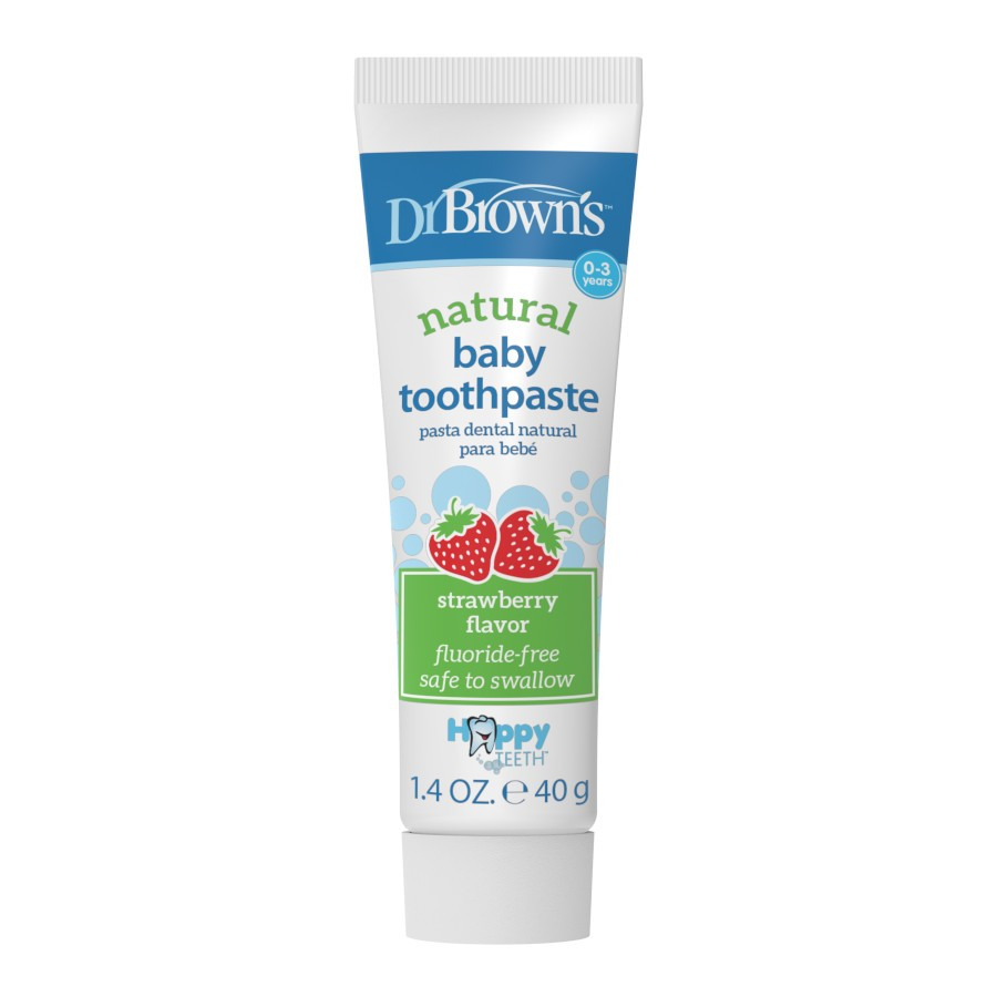Dr. Brown’s HG063-P4 Natural Baby Toothpaste, Fluoride-Free,Strawberry 40 g