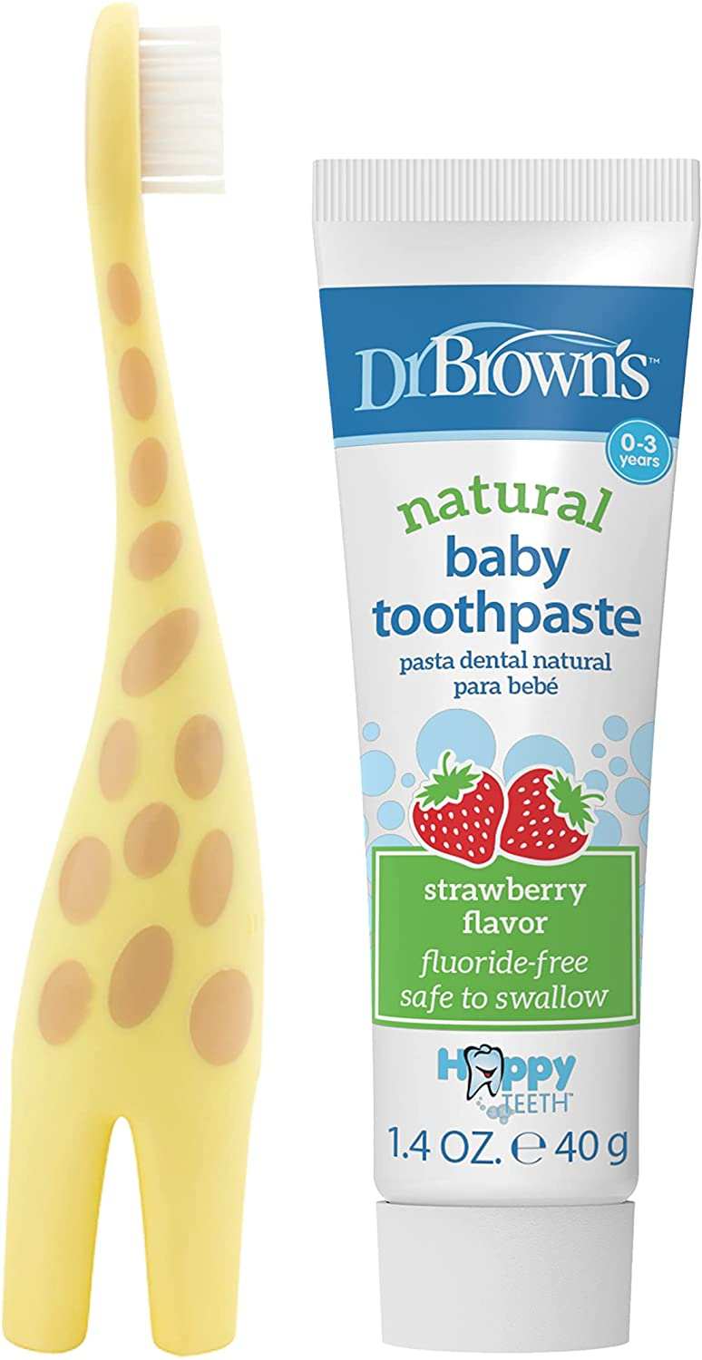 Dr. Brown’s HG061-p4 Infant-To-Toddler Toothbrush ,Toothpaste Combo Pack Giraffe