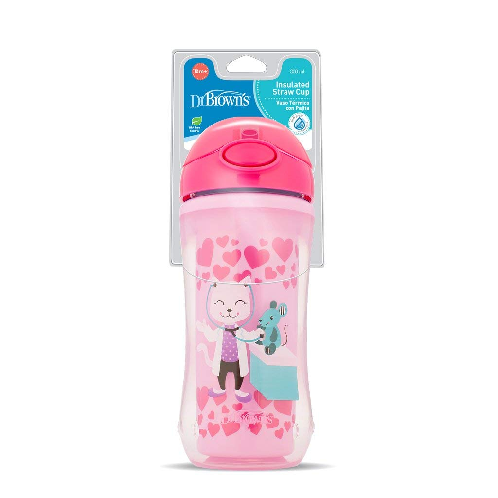 Dr. Brown's TC01020-INTL Insulated Straw Cup 10oz/300ml Pink