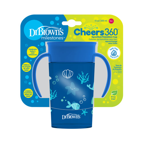 Dr Brown's Smooth Wall Cheers360 w/Handles, 10 oz/300 mL, Blue Ladybug Tc11002