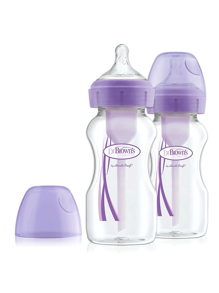 Dr. Brown’s WB92601-ESX 9 oz/270 ml Pp Wide-Neck Options Bottle,PP Pink 2-Pack