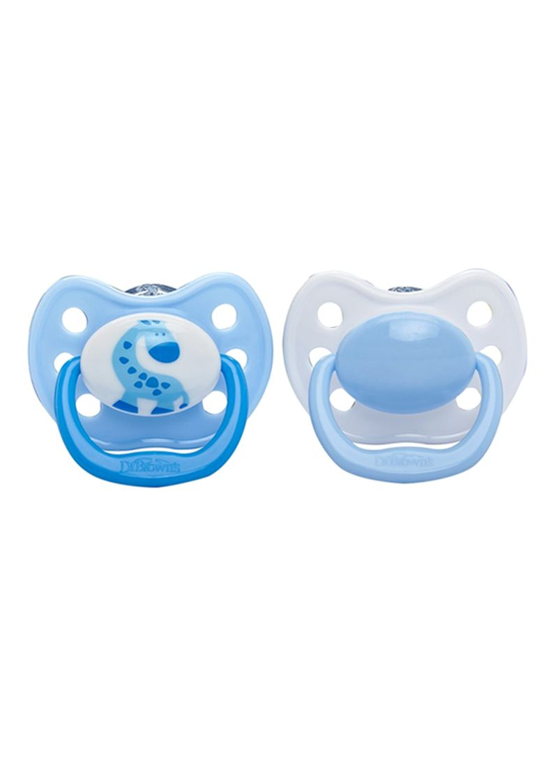 Dr Brown's 964-SPX Ortho Classic Shield Pacifiers Stage 1 0-6 M Blue 2 Pack