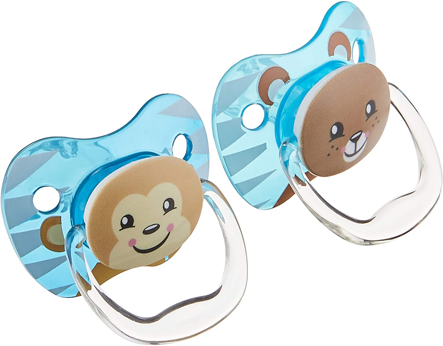 Dr Brown's PV22015-P4 Prevent Printed Shield Pacifier Stage 2 6-12M -Boy Animal Faces Bear & Monkey 2-Pack