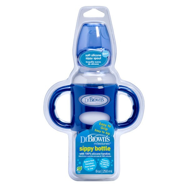 Dr. Brown’s WB91003-P3 Options+ Wide-Neck Bottle With Sippy Spout and Silicone Handle, 9oz