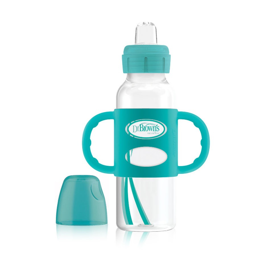 Dr. Brown’s SB81059-P3 8oz/250ml PP N Sippy Spout Bottle Silicone Handles 8oz/250 ml Turquoise