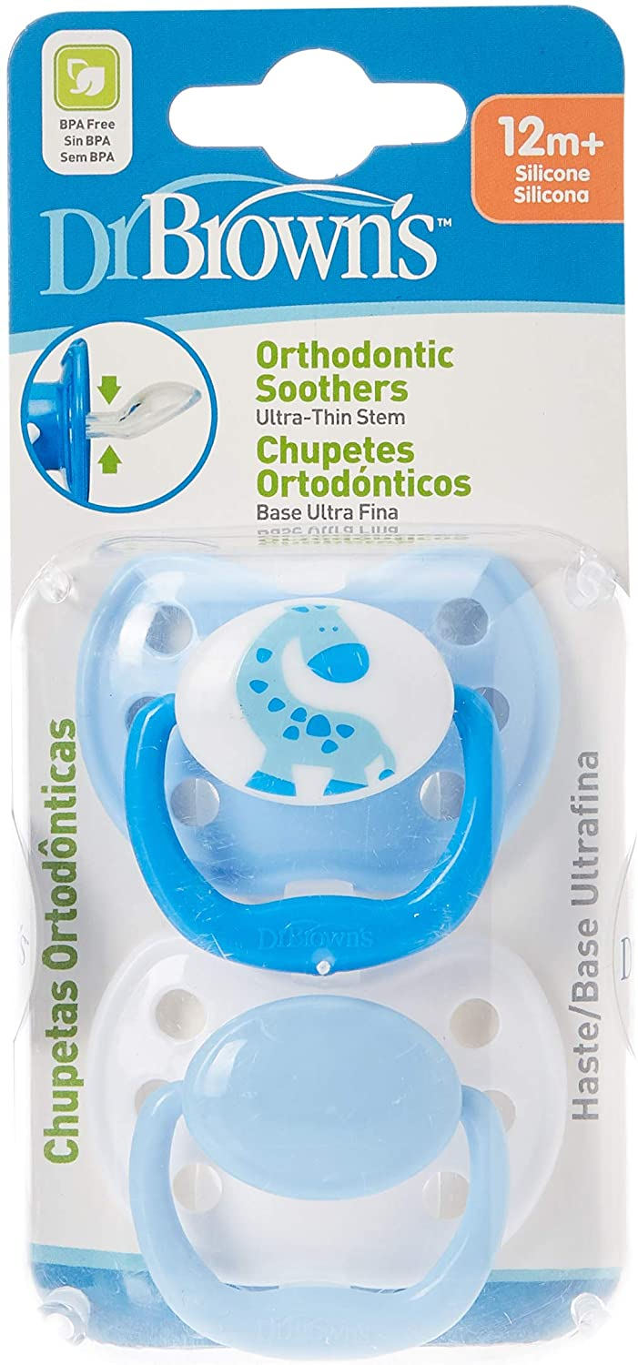 Dr Brown' s 984-Spx Ortho Pacifiers Stage 3, 12M+ Blue 2 Pack