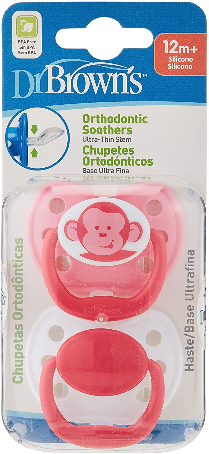 Dr Brown' s 983-Spx Ortho Pacifiers Stage 3,12m+ Pink 2 Pack