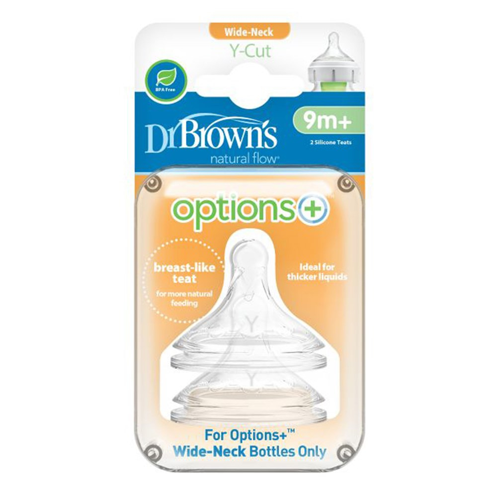 Dr.Brown's 362-P3 Y-Cut Silicone Wide-Neck "Options" Nipple, 2-Pack
