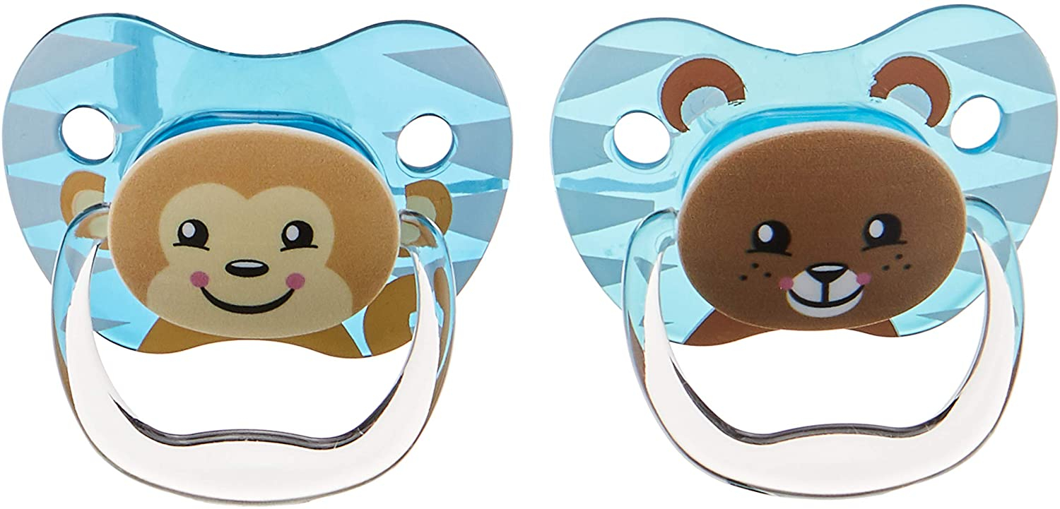 Dr Brown's PV22015-ES Prevent Printed Shield Pacifier - Stage 2 * 6-12M - Boy Animal Faces Bear & Monkey, 2-Pack