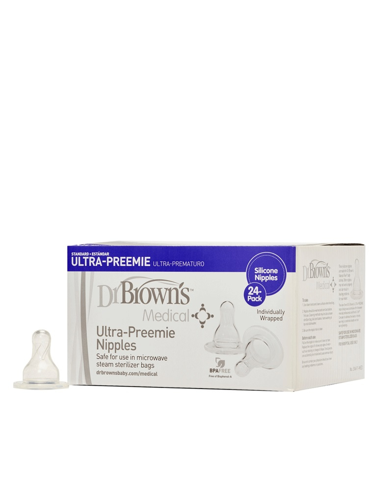Dr. Brown's SN611-MED Sn Ultra Preemie Nipple Bulk 24-Pack Individually Wrapped