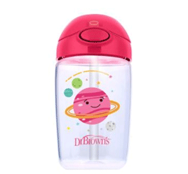 Dr Brown's TC21014-INTL Straw Cup With Lid 12 oz/350 Ml Pink Planets