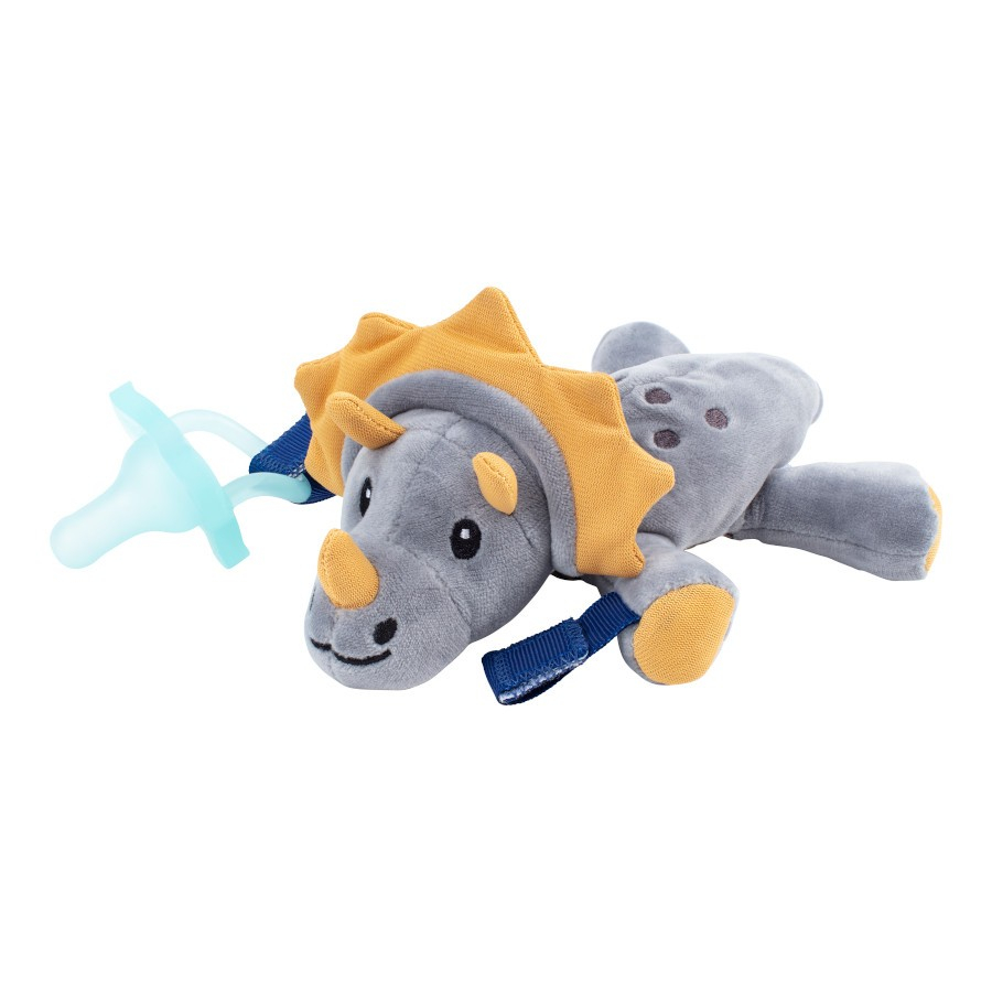 Dr. Brown’s AC122-P6 Lovey Pacifier and Teether Holder Triceratops With Teal Pacifier