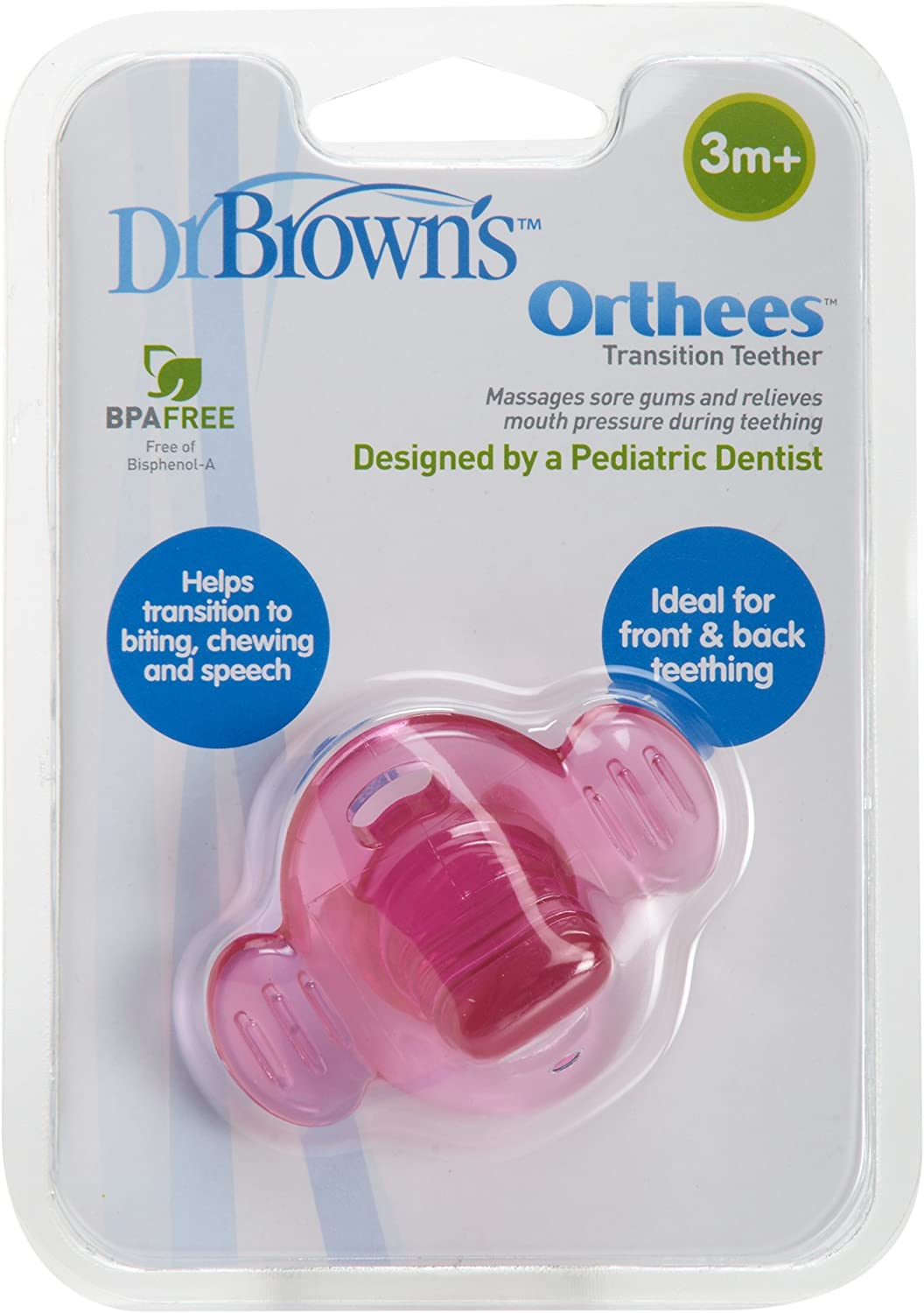 Dr. Brown's Transition Teether "Orthees" -Pink TE332