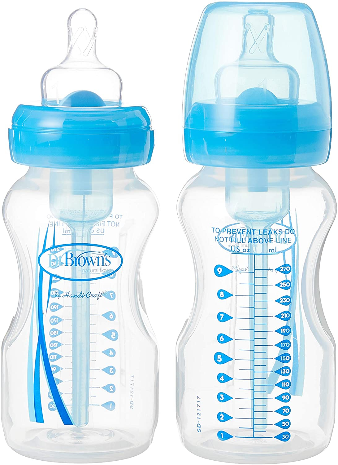 Dr. Brown’s WB92405-ESX 9 oz/270 ml Pp Wide-Neck Options Bottle, Blue 2-Pack