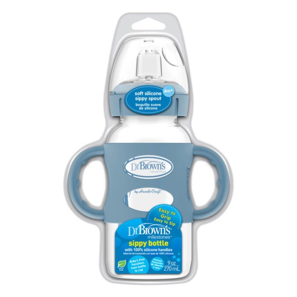 Dr. Brown’s® Milestones™ Wide-Neck Sippy Bottle with Silicone Handles, 9oz/270mL, 6m+ Wb91081-P3 