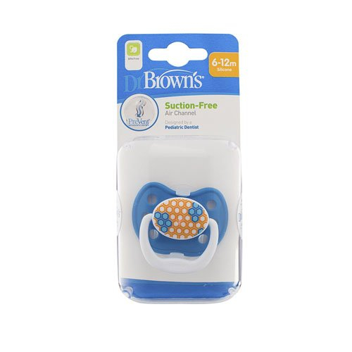 Dr Brown's PV21408-GBX Prevent Classic Shield Pacifier - Stage 2 6-12M - Blue 1 Pack