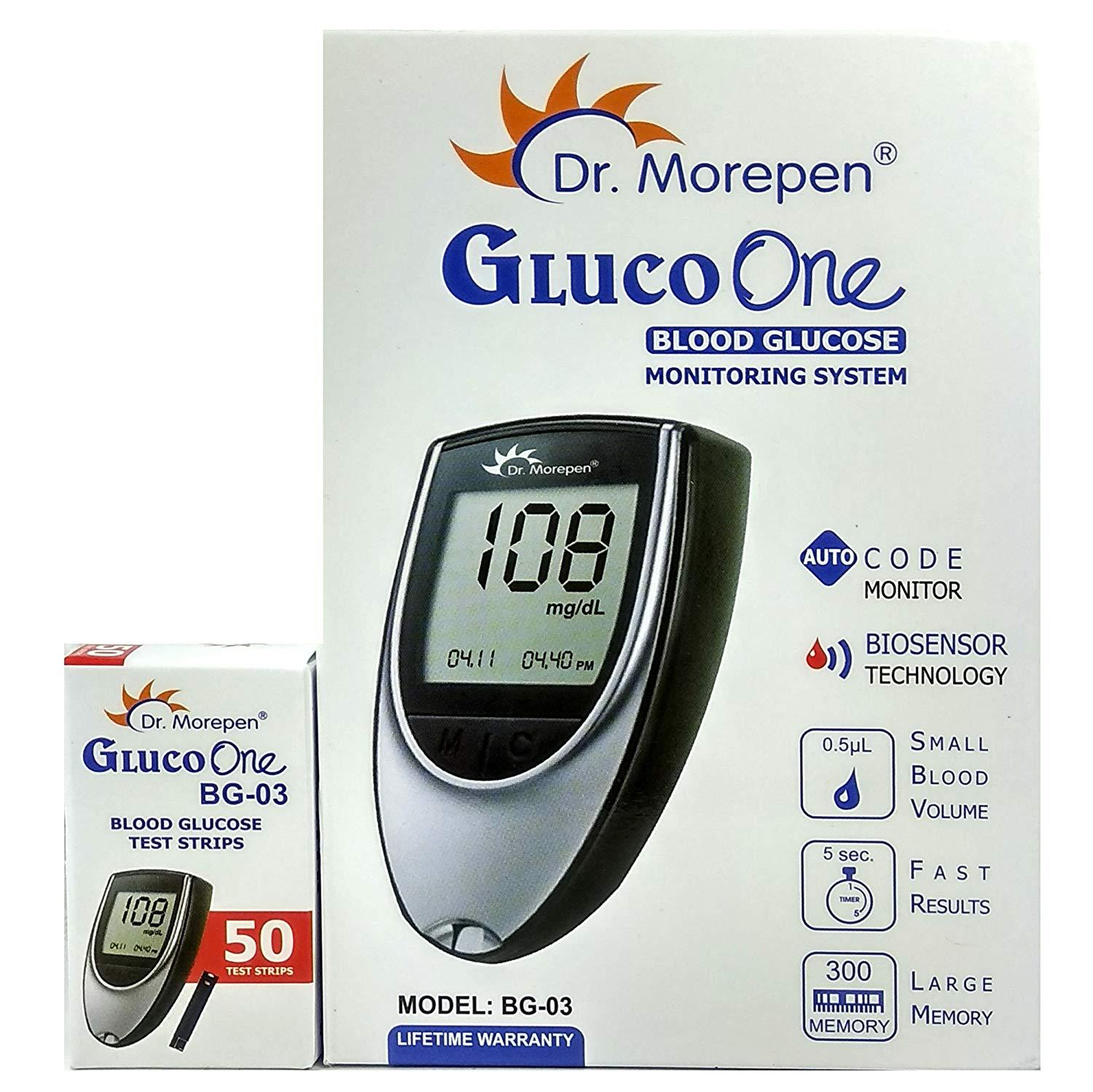 Dr. Morepen Bg-03 Gluco One Glucometer, 25 Strips (Multicolor)