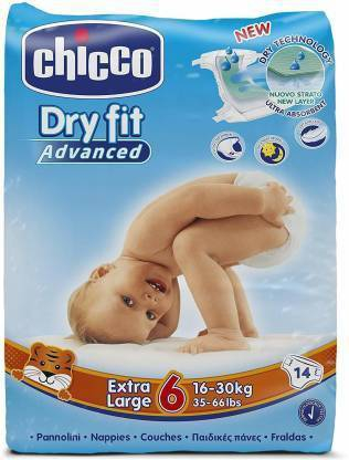 Chicco Dry Fit Adv X-Large Size Diaper, 14 Count - XL (14 Pieces)