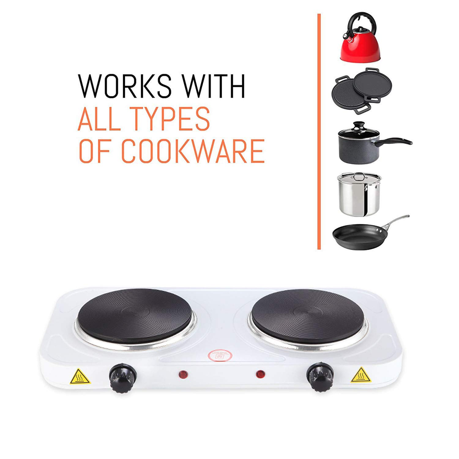 Laughing Buddha - Dual Burner Electric Stove ( Works with All Types of Cookware)