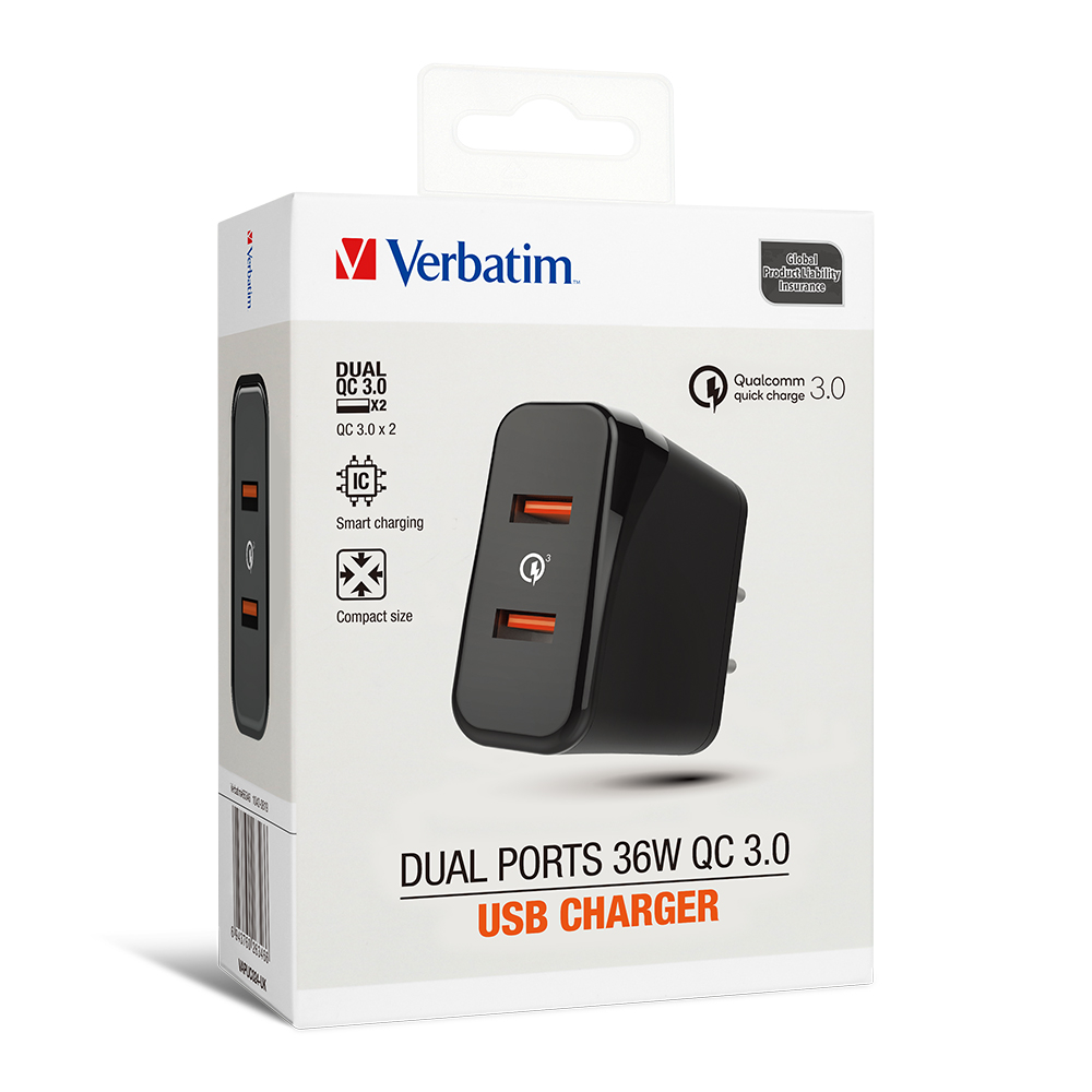 Verbatim 66346 Dual Ports 36W QC3.0 Charger