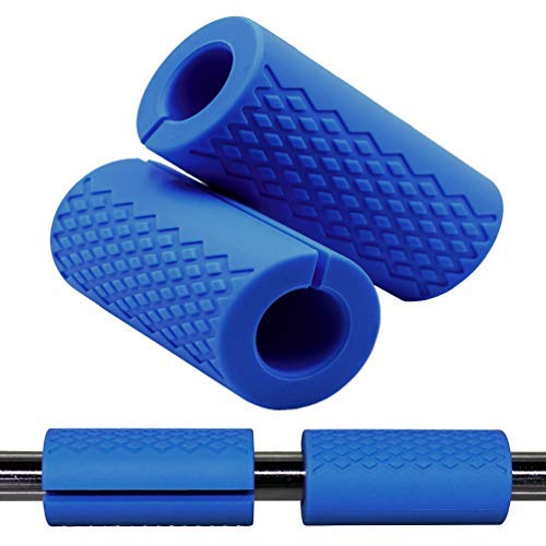 Dumbbell Bar Handle Grips - Standard Bar Grips for Weight Lifting Fitness Strength Training - Arm Chest Workout Machines Grip (Blue, 1" Bar, Fat)