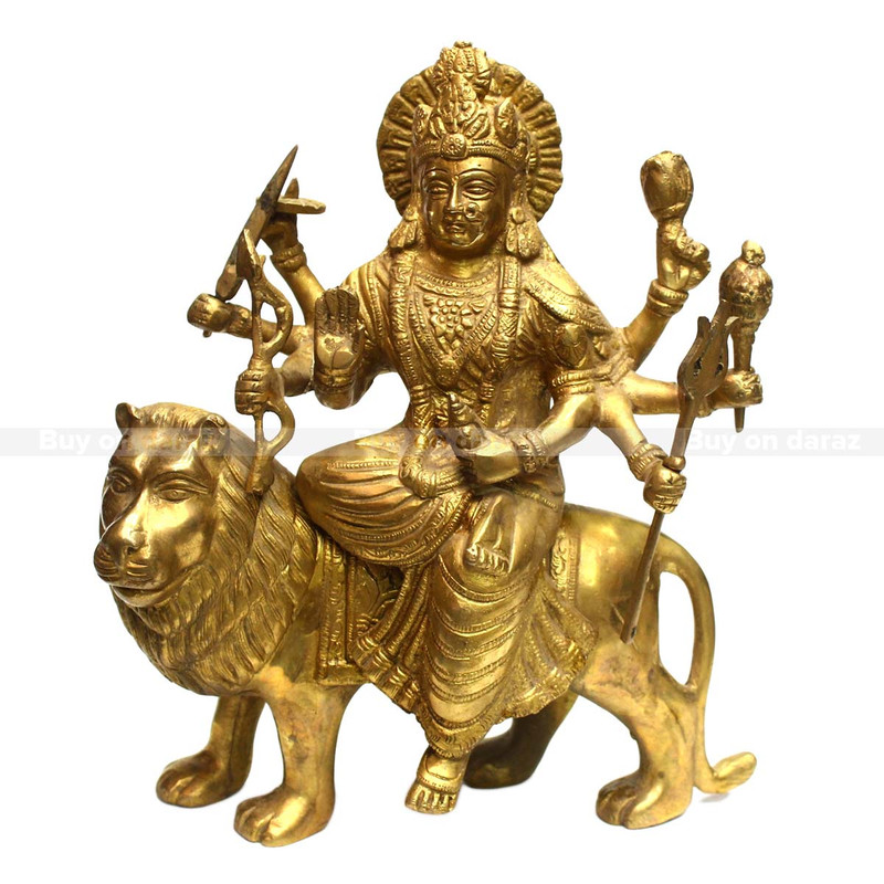 Seven Chakra Handicraft - Golden 10" Durga Statue