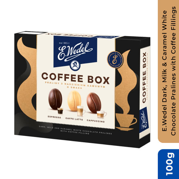 E.wedel Dark, Milk & Caramel White Chocolate Pralines With Coffee Fillings 100gm