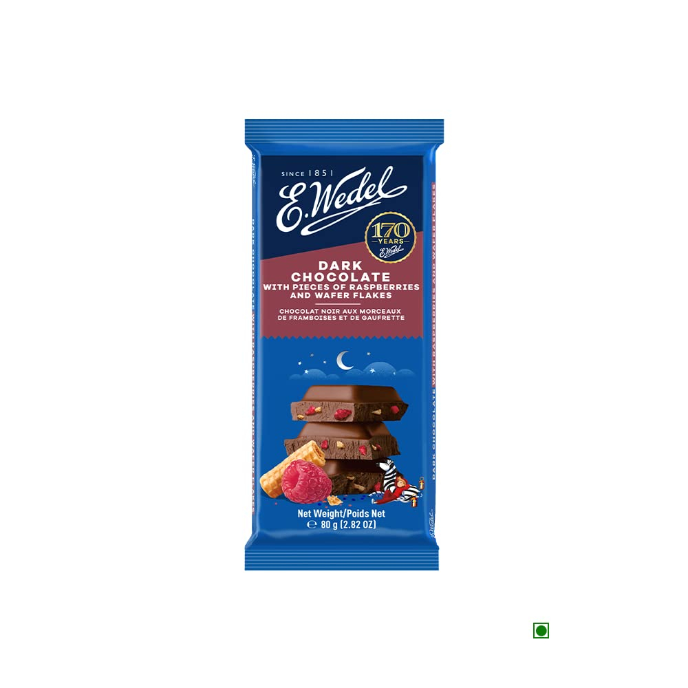 E.wedel Dark Chocolate With Pieces Of Raspberries & Wafer Flakes 80gm