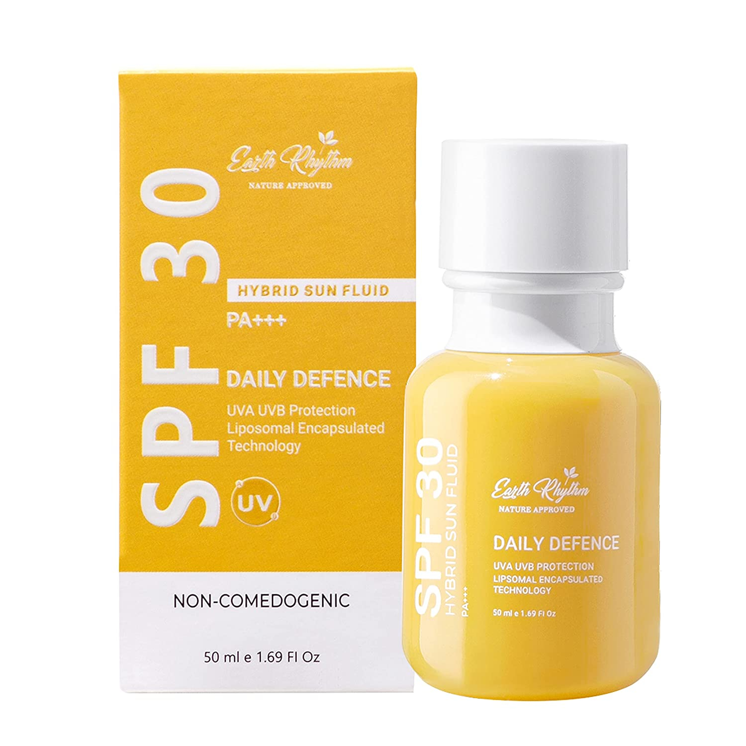 Earth Rhythm Daily Defence Sunscreen SPF 30 for All Skin Types | PA++++, Non Sticky/ Non Greasy, Zero White Cast | For Men & Women - 50 ml