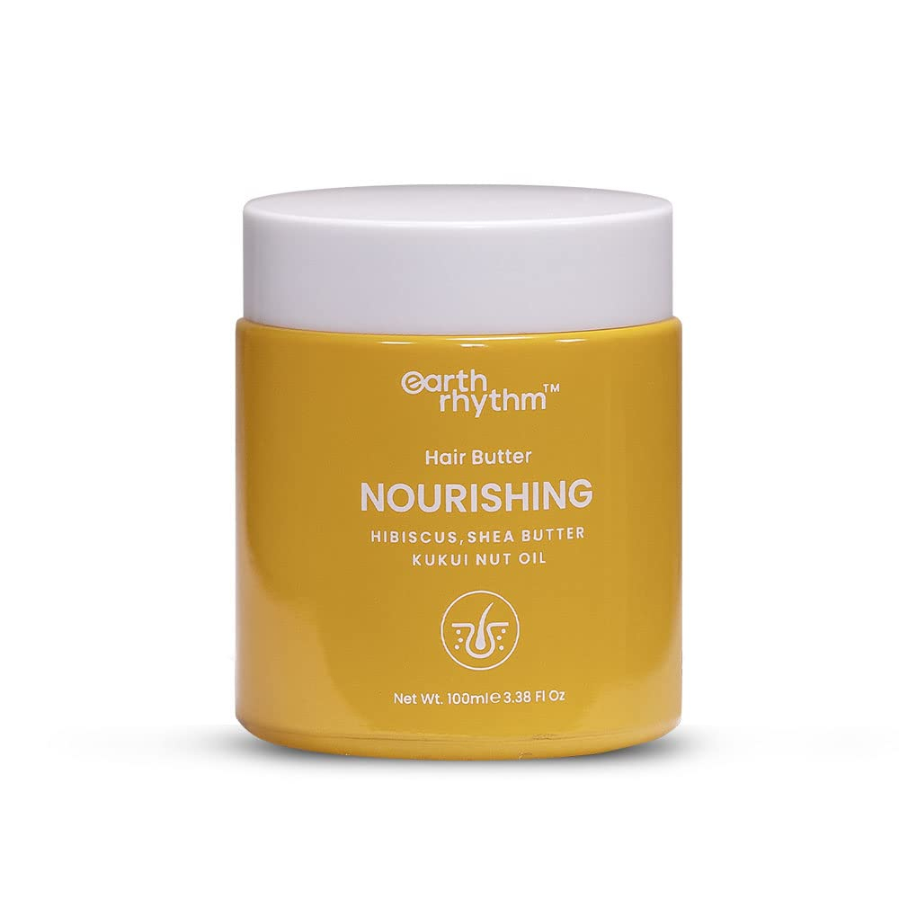 Earth Rhythm Nourishing Hair Butter with Hibiscus, Shea Butter & Kukui Nut | Restores Shine & Deep Hydration | Hair Mask | Leave In Conditioner - 100 ml