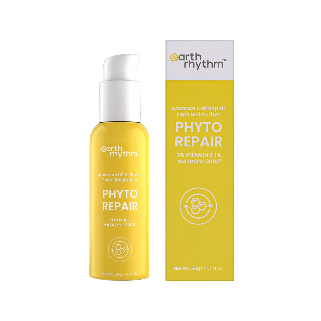 Earth Rhythm Phyto Repair Vitamin C Moisturiser with Matrixyl 3000 | Prevents Signs of Aging | Suitable for All Skin Types - 50 ml