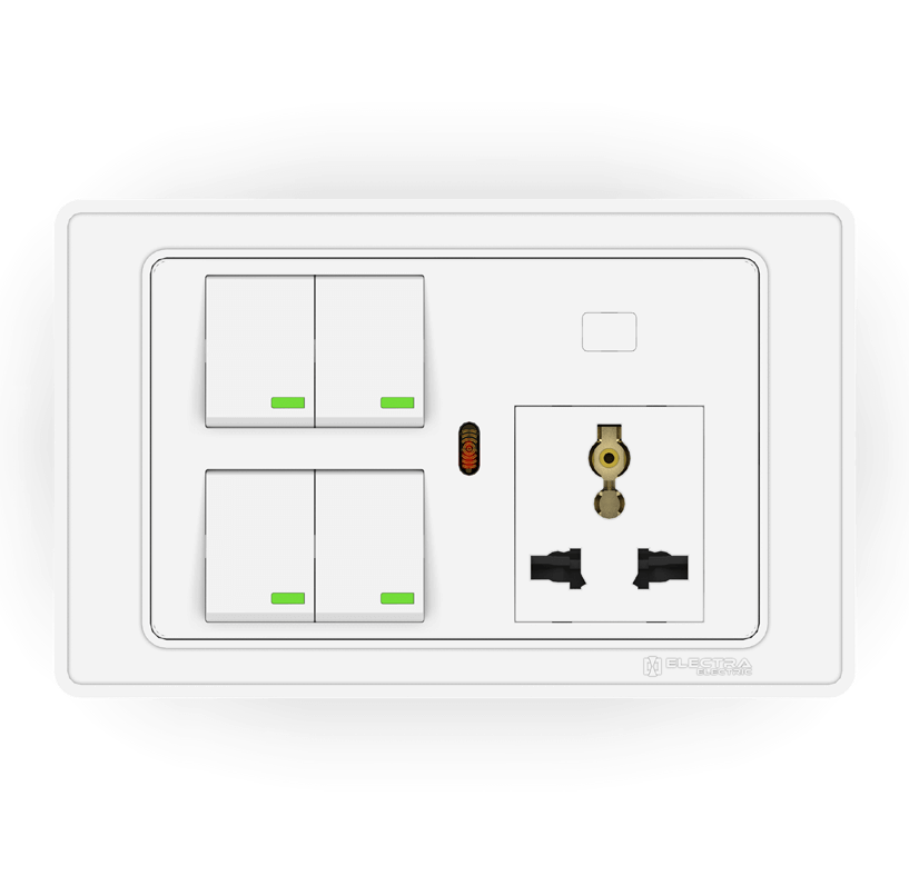 Electra Electric 10a 4 Gang Switch,uni.socket & Ind. + Dummy Plate