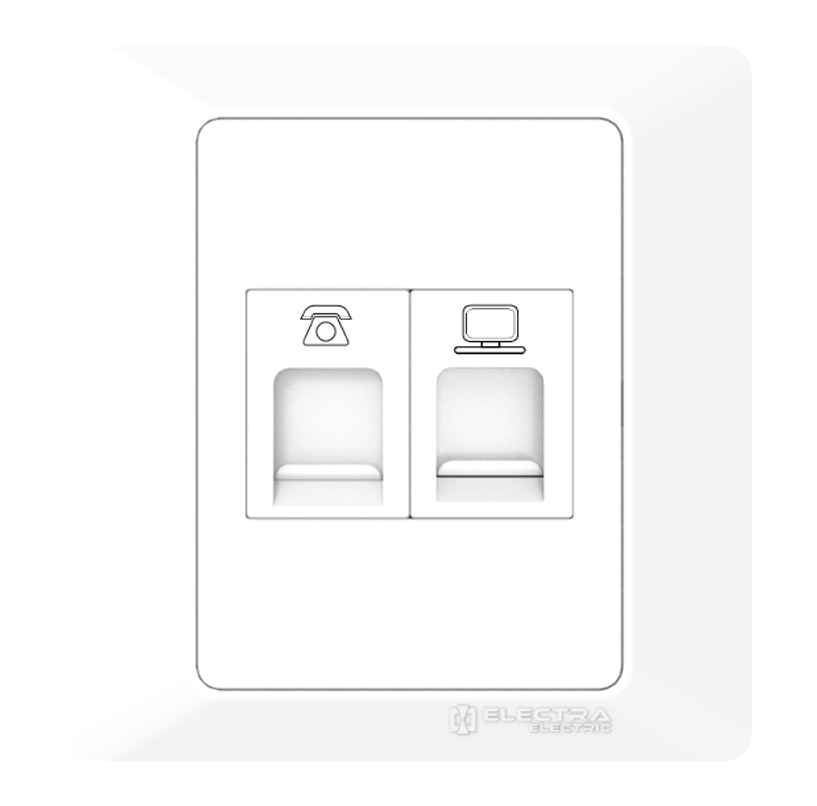 Electra Electric Rj-11 Socket + Rj-45 Computer Socket (Cat-6)